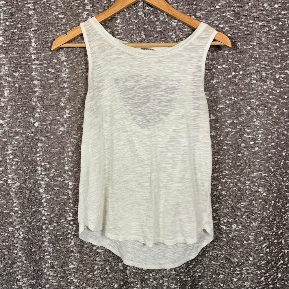 Athleta Cream Slub Knit Sleeveless Tank Top Cutout Back Activewear Women's Small